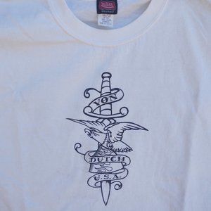 Von Dutch Front Graphic Men’s White XL T-shirt Made in U.S.A., NEW, Older Design